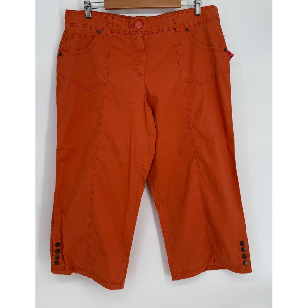 Style & co Womens Baja Orange Stretch Capri Pants Sz 14 NEW
